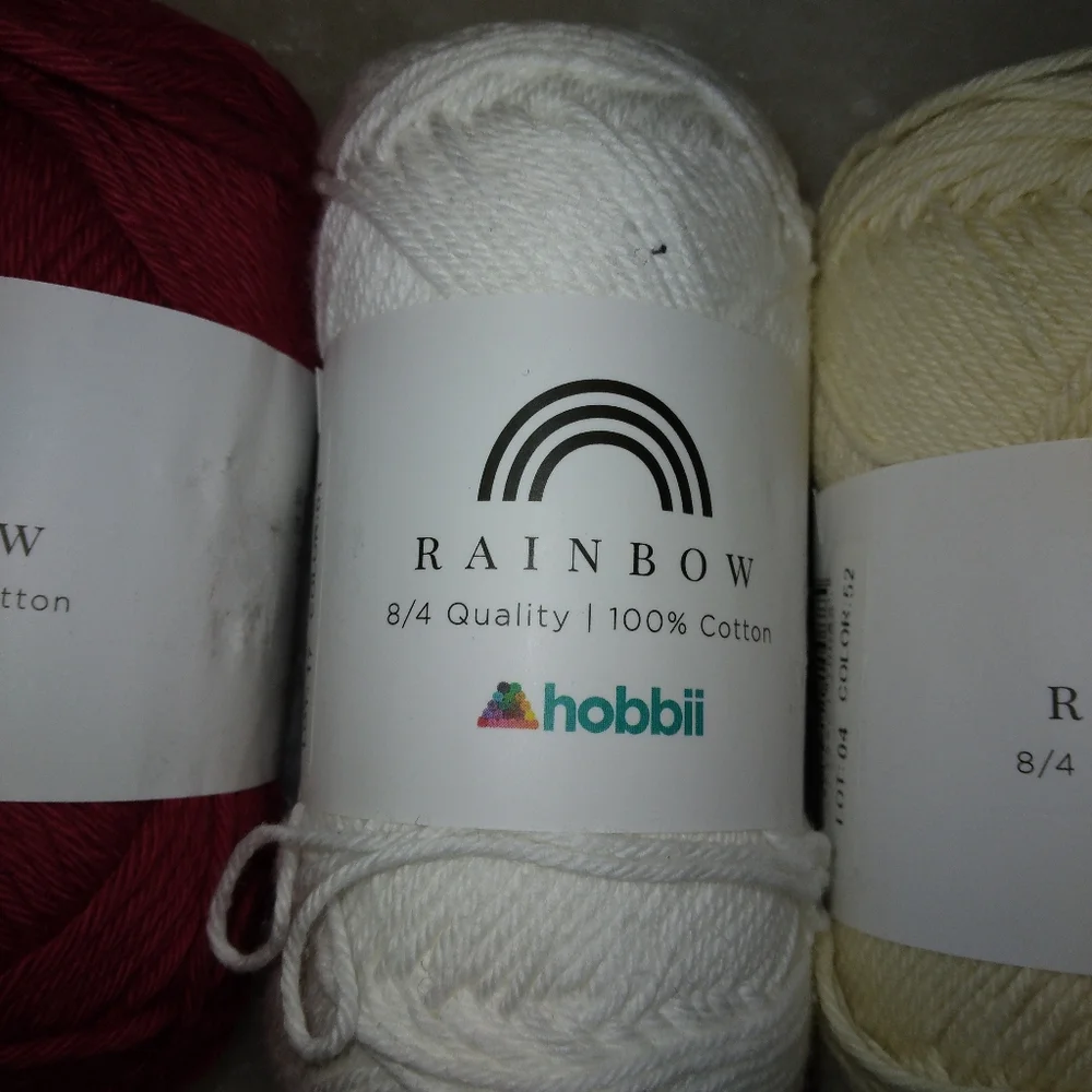 YARN Hobbii 100% cotton yarn, three 50g skeins